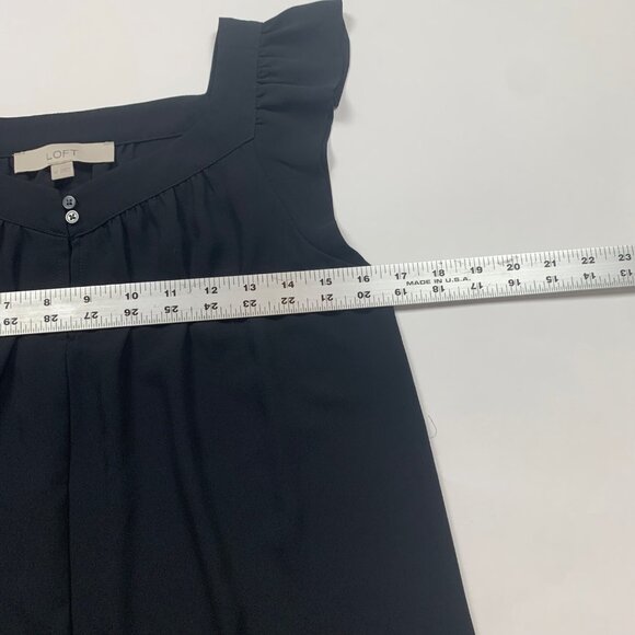 Loft XS Black Ruffle Sleeve Blouse Button Detail - Picture 6 of 6
